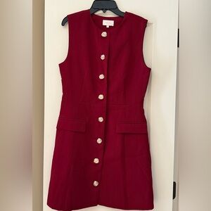 entro Sleeveless Burgundy Button-Front Mini Dress